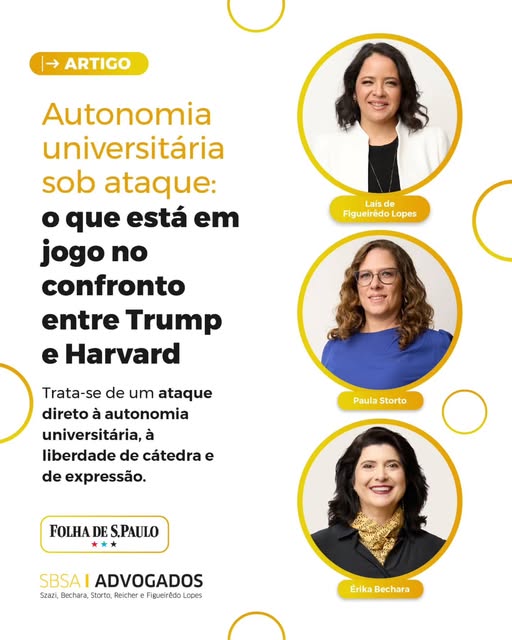 #paratodosverem Fundo branco com círculos amarelos. Em primeiro plano, fotos coloridas em molduras circulares das sócias Laís, Paula e Érika (de cima para baixo).
