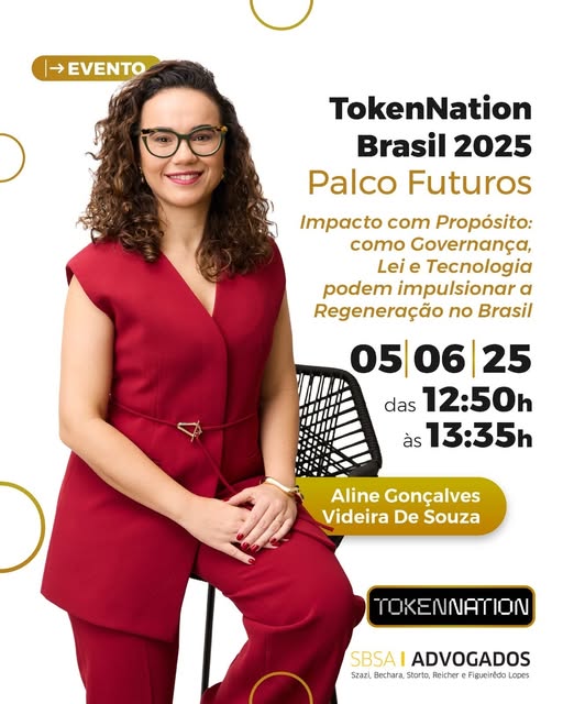 #paratodosverem Fundo branco com círculos amarelos. Em primeiro plano e em plano médio, foto colorida de Aline à esquerda.