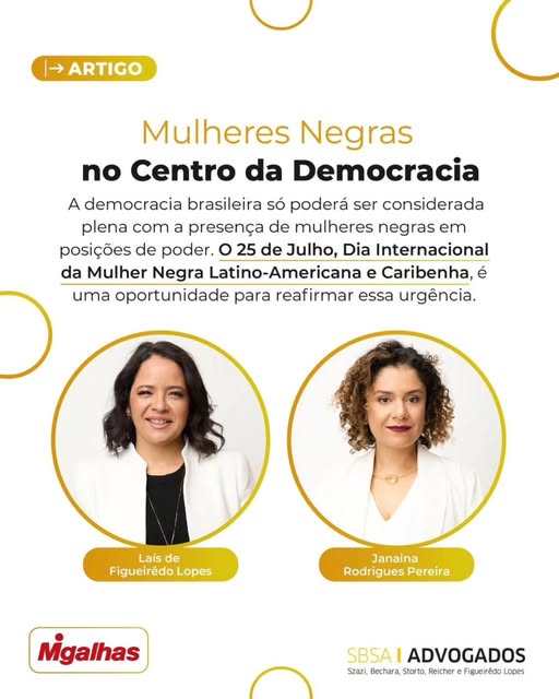 #paratodosverem Fundo branco com círculos amarelos. Em primeiro plano na parte inferior, molduras circulares com fotos coloridas de Laís (à esquerda) e Janaina (à direita).